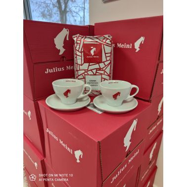 JULIUS MEINL Crema espresso 1kg s šálky Cappuccino-Čaj 180ml