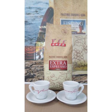 VÍTCAFÉ káva EXTRA ESPRESSO + 2 šálky na espresso 50ml