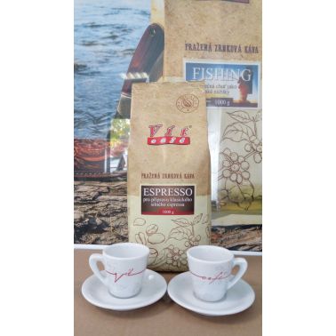 VÍTCAFÉ káva ESPRESSO + 2 šálky na espresso 50ml